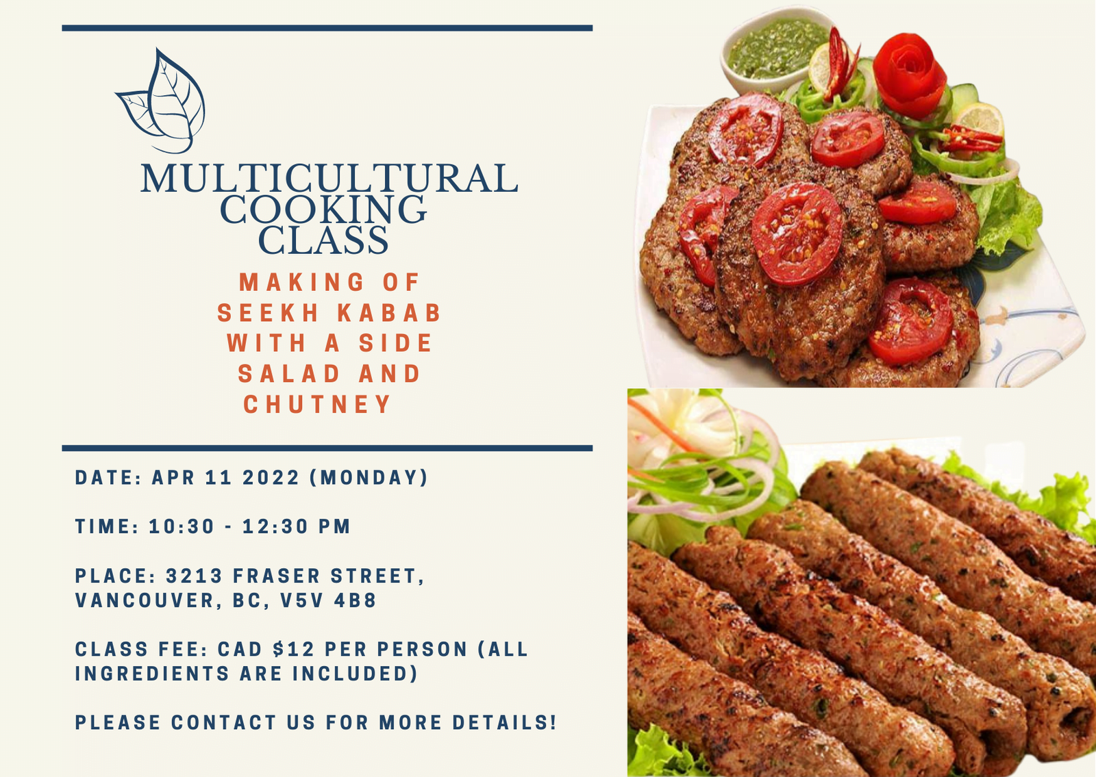 April 2022- Cooking Class: Kabab and Chutney | Boundless Vancouver